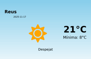 AEMET: El temps per a Reus – 17 de Novembre de 2025