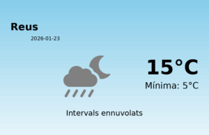 AEMET: El temps per a Reus – 23 de Gener de 2026