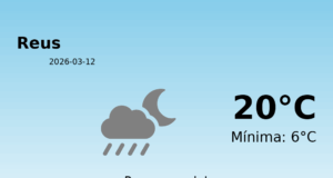 AEMET: El temps per a Reus – 12 de Març de 2026
