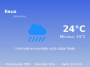El temps avui 19 de Maig de 2026 a Reus segons l’AEMET
