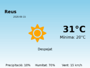 Previsió de l’AEMET a Reus avui 15 de Juny de 2026