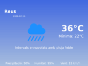 El temps a Reus avui, 15 de Juliol de 2026