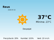 El temps a Reus avui, 25 de Juliol de 2026