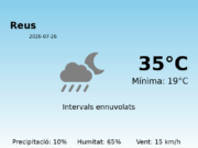 El temps a Reus avui, 26 de Juliol de 2026