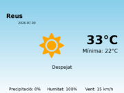 El temps a Reus avui, 30 de Juliol de 2026