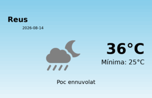 AEMET: El temps per a Reus – 14 de Agost de 2026