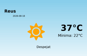 Previsió de l’AEMET a Reus avui 18 de Agost de 2026